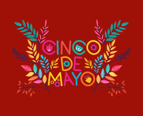 cinco de mayo card with floral decoration