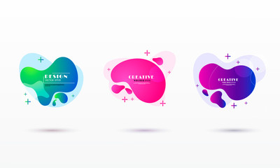 geometric colorful abstract shapes set. Trendy minimal modern design isolated white background.