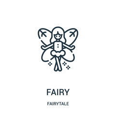 fairy icon vector from fairytale collection. Thin line fairy outline icon vector illustration.