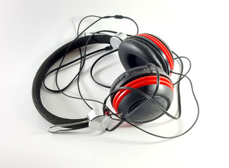 Photo headphones on white background, music accessory to listen to music