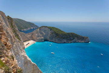 Landscape of a beach with shipwreck