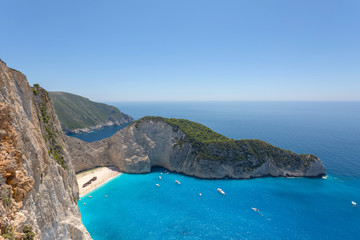 Landscape of a beach with shipwreck
