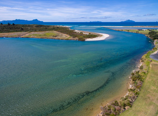 Aerial shot of The waipu River estuary