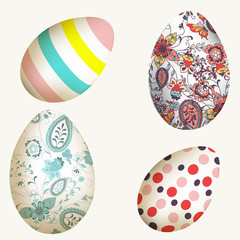 Collection of vector decorated Easter eggs for design