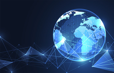 Global network connection. World map point and line composition concept of global business. Vector Illustration