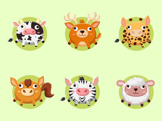 Obraz premium Cute cartoon animals collection. Vector Illustration With Cartoon Style Funny Animal