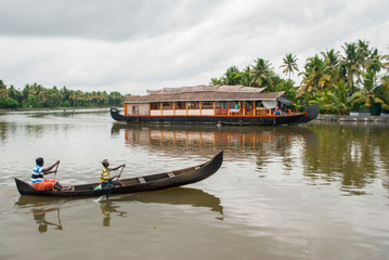 Obraz premium Houseboat in backwaters at Alappuzha, Kerala , India