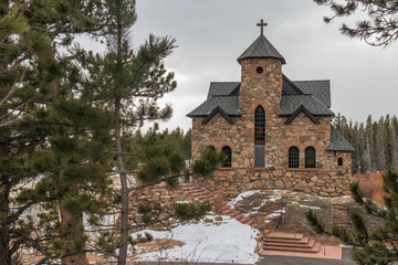 Fototapeta na wymiar Saint Malo's Catholic Church, Allenspark, Colorado, USA