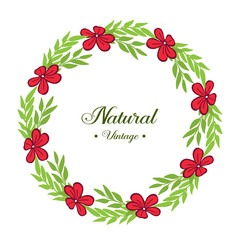 Vector illustration red wreath frame for natural vintage decor