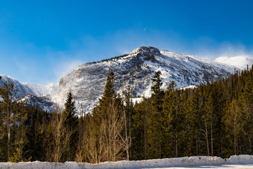 Rocky Mountains snow covered peaks, Estes Park, Colorado