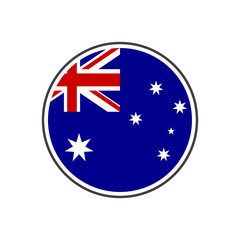 Circle australia  flag with icon vector isolated on white background