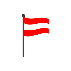 austria flag with pole icon vector isolated on white background