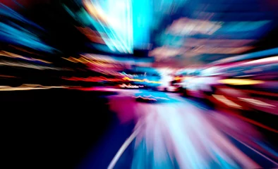 Foto op Plexiglas Snelweg bij nacht Abstract beeld van nachtelijke verkeerslichtpaden in de stad