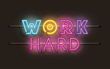 work hard fonts neon lights