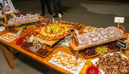 shot of delicious food served in a dinner or wedding reception