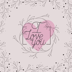 Obraz premium love card with herbs drawn frame