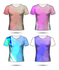  t-shirt templates abstract geometric collection of different colors polygonal mosaic