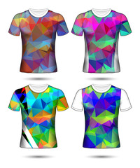  t-shirt templates abstract geometric collection of different colors polygonal mosaic