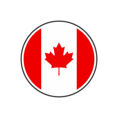 Circle canada flag with icon vector isolated on white background