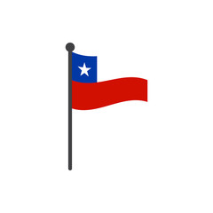 chile flag with pole icon vector isolated on white background