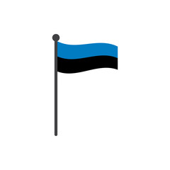 estonia flag with pole icon vector isolated on white background