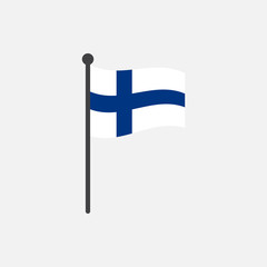finland  flag with pole icon vector isolated on white background