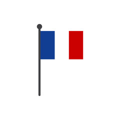 france flag with pole icon vector isolated on white background