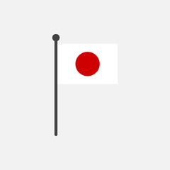 japan flag with pole icon vector isolated on white background