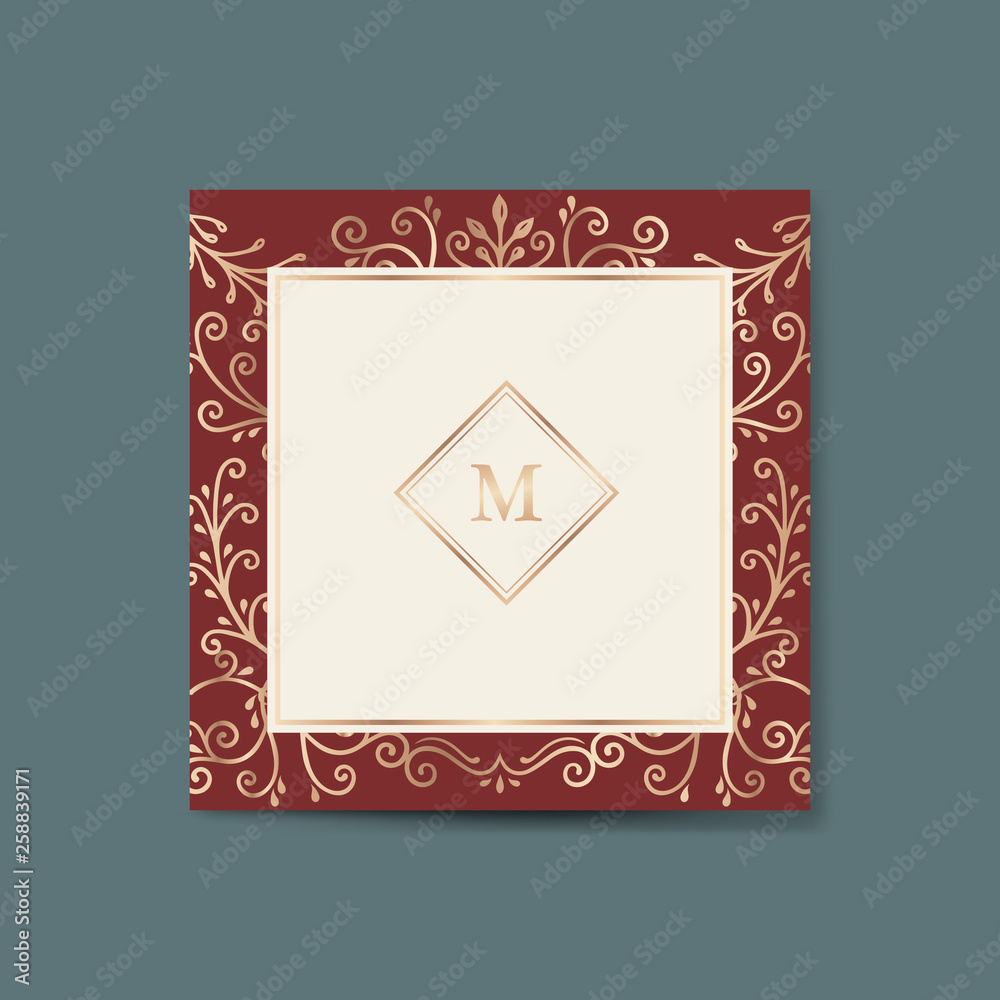 Canvas Prints initialed gold frame background