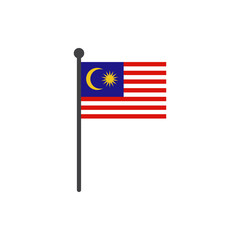 malaysia flag with pole icon vector isolated on white background