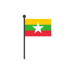 myanmar or burma flag with pole icon vector isolated on white background