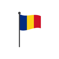 romania flag with pole icon vector isolated on white background