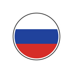 Circle russia flag with icon vector isolated on white background