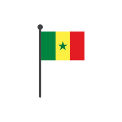 senegal flag with pole icon vector isolated on white background