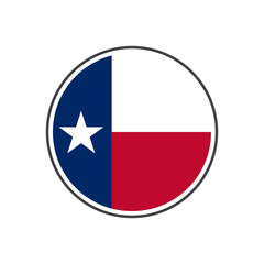 Circle texas flag with icon vector isolated on white background