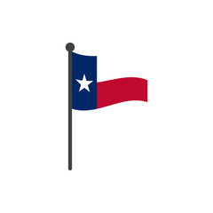 texas  flag with pole icon vector isolated on white background