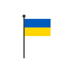 ukraine flag with pole icon vector isolated on white background