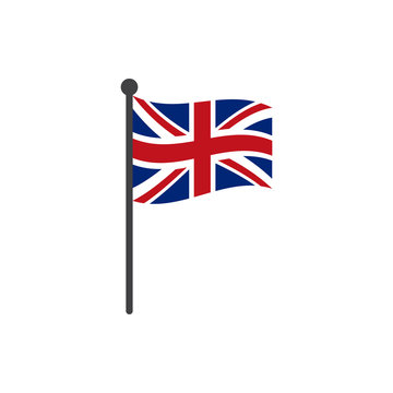 uk flag with pole icon vector isolated on white background