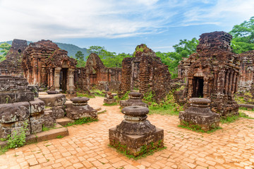 Fototapeta na wymiar Beautiful view of My Son Sanctuary in Da Nang, Vietnam