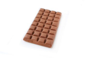 Chocolate bar isolated over white background.