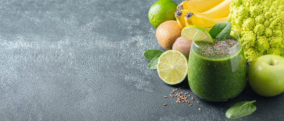 Green fresh healthy smoothie. diet detox concept.