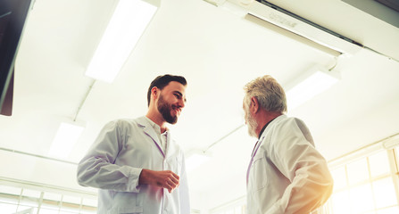 Fototapeta premium Two scientists are talking about research