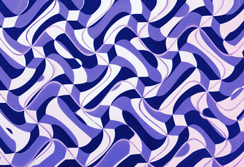 Fototapeta premium The floor of blue tiles. Repeating geometric patterns of dice on the floor of ceramic tile.