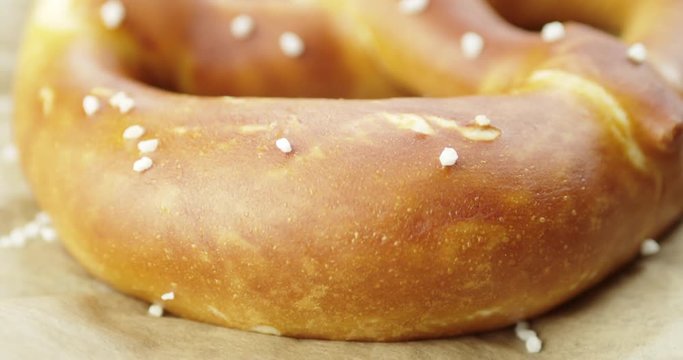 Tilt down towards beautiful golden backed Pretzel.