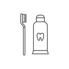 Toothpaste and Toothbrush Line Icon