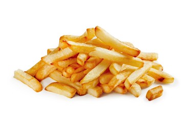 French fries on a white background
