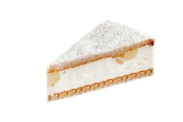 A piece of cake on a white background