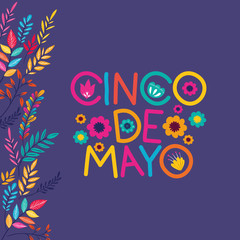 Obraz premium cinco de mayo card with floral frame
