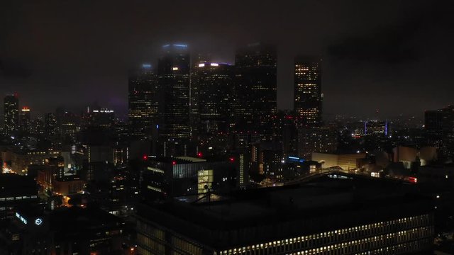 Night drone aerial video City of Los Angeles CA