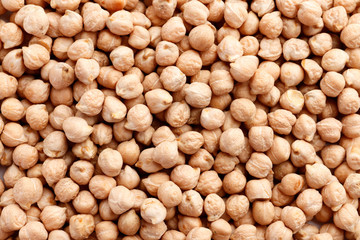 food background from a texture of raw chickpeas close-up